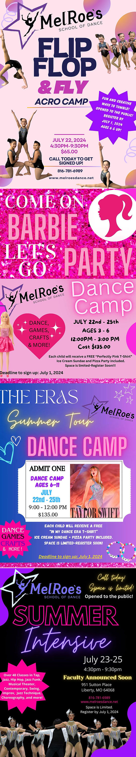 Summer Events for Melroe's School of Dance Liberty Dance Studio for Beginner and Competitive Dance Lessons in Kansas City Missouri